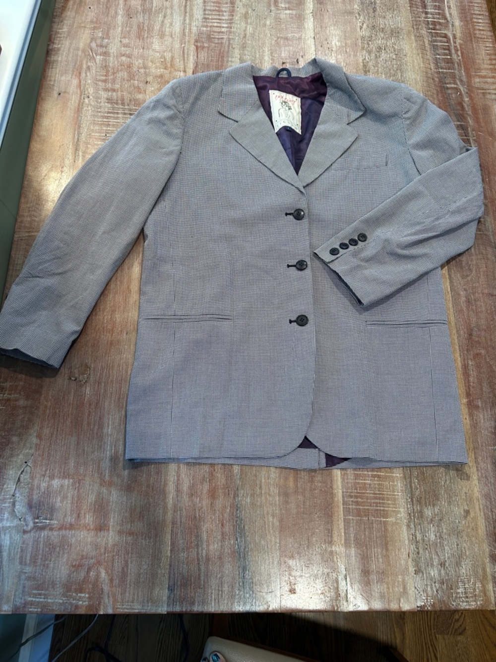 Jigsaw Cafe Society Mint VTG 1980s Unisex Gingham Blazer